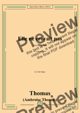 page one of A. Thomas-Elle ne croyait pas,in E flat Major,from Mignon,for Voice and Piano