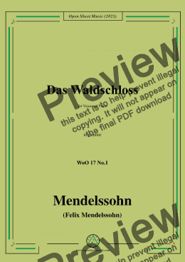 page one of F. Mendelssohn-Das Waldschloss,WoO 17 No.1,in e minor