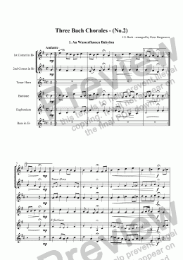 page one of Three Bach Chorales for Brass Sextet