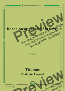 page one of A. Thomas-De son coeur j'ai calmé la fièvre,in F Major,from Mignon,for Voice and Piano