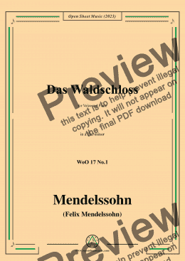 page one of F. Mendelssohn-Das Waldschloss,WoO 17 No.1,in a flat minor