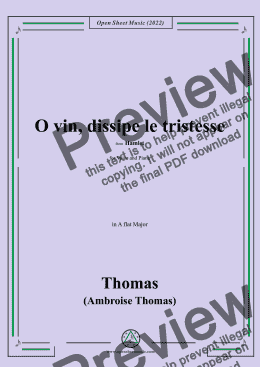 page one of A. Thomas-O vin,dissipe le tristesse,in A flat Major,from Hamlet,for Voice and Piano