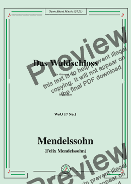 page one of F. Mendelssohn-Das Waldschloss,WoO 17 No.1,in d minor