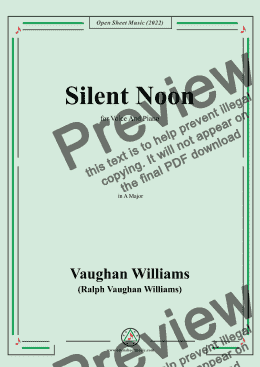 page one of Vaughan Williams-Silent Noon,in A Major,for Voice and Piano