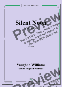 page one of Vaughan Williams-Silent Noon,in B Major,for Voice and Piano