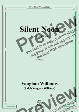 page one of Vaughan Williams-Silent Noon,in F Major,for Voice and Piano