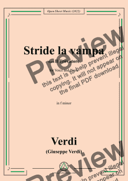 page one of Verdi-Stride la vampa,from 'Il Trovatore',in f minor,for Voice and Piano