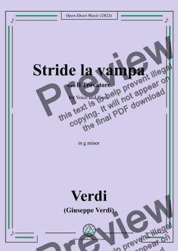 page one of Verdi-Stride la vampa,from 'Il Trovatore',in g minor,for Voice and Piano