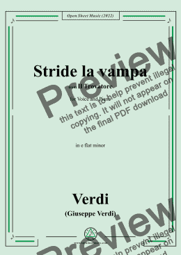 page one of Verdi-Stride la vampa,from 'Il Trovatore',in e flat minor,for Voice and Piano