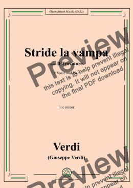 page one of Verdi-Stride la vampa,from 'Il Trovatore',in c minor,for Voice and Piano