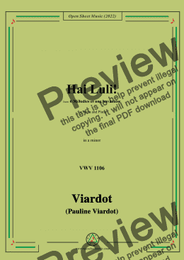 page one of Pauline Viardot-Hai Luli!,VWV 1106,in a minor,from '6 Mélodies et une havanaise'