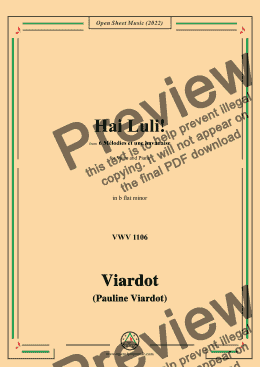 page one of Pauline Viardot-Hai Luli!,VWV 1106,in b flat minor,from '6 Mélodies et une havanaise'