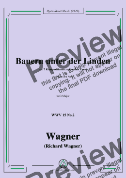 page one of R. Wagner-Bauern unter der Linden,WWV 15 No.2,in G Major