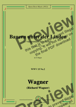 page one of R. Wagner-Bauern unter der Linden,WWV 15 No.2,in E Major