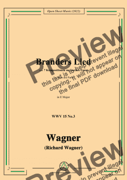 page one of R. Wagner-Branders Lied,WWV 15 No.3,in E Major,for Voice and Piano