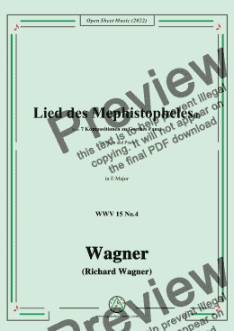 page one of R. Wagner-Lied des Mephistopheles(I),in E Major,WWV 15 No.4