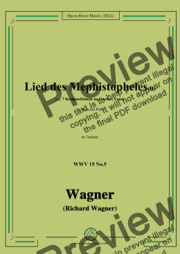 page one of R. Wagner-Lied des Mephistopheles(II),in f minor,WWV 15 No.5