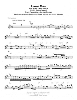 page one of Lover Man (Oh, Where Can You Be?) (Alto Sax Transcription)