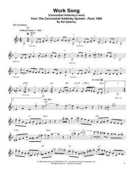 page one of Work Song (Alto Sax Transcription)