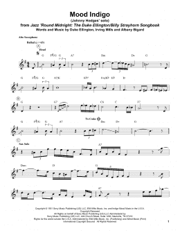 page one of Mood Indigo (Alto Sax Transcription)