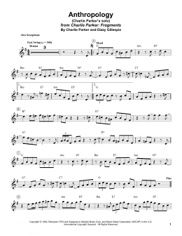 page one of Anthropology (Alto Sax Transcription)