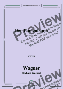 page one of R. Wagner-Der Tannenbaum,WWV 50,in d minor,for Voice and Piano