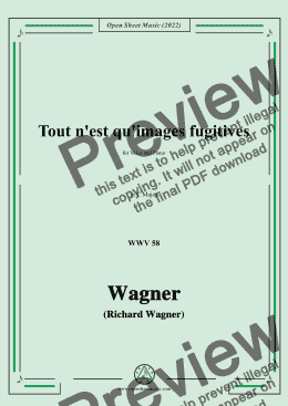 page one of R. Wagner-Tout n'est qu'images fugitives,WWV 58,in C Major,for Voice and Piano