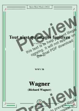 page one of R. Wagner-Tout n'est qu'images fugitives,WWV 58,in F sharp Major,for Voice and Piano