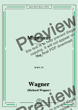 page one of R. Wagner-Mignonne(Liebchen) ,WWV 57,in F Major,for Voice and Piano