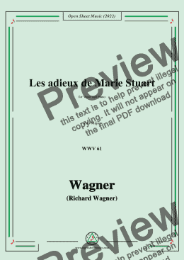 page one of R. Wagner-Les adieux de Marie Stuart,WWV 61,in G Major,for Voice and Piano