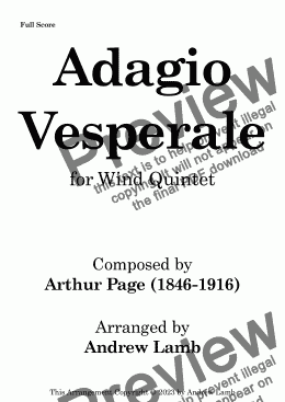 page one of Adagio Vesperale