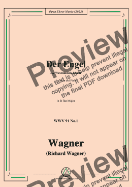 page one of R. Wagner-Der Engel,in B flat Major,WWV 91 No.1,from Wesendonck-Lieder