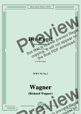 page one of R. Wagner-Der Engel,in E flat Major,WWV 91 No.1,from Wesendonck-Lieder