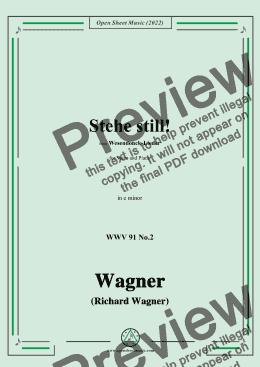 page one of R. Wagner-Stehe still!,in e minor,WWV 91 No.2,from Wesendonck-Lieder