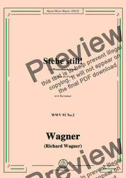 page one of R. Wagner-Stehe still!,in b flat minor,WWV 91 No.2,from Wesendonck-Lieder