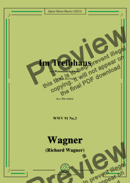 page one of R. Wagner-Im Treibhaus,in e flat minor,WWV 91 No.3,from Wesendonck-Lieder