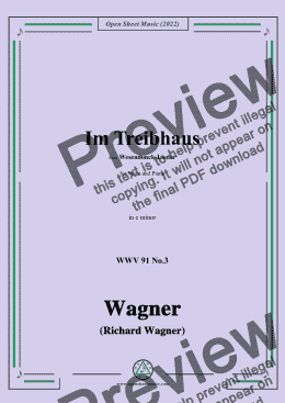 page one of R. Wagner-Im Treibhaus,in e minor,WWV 91 No.3,from Wesendonck-Lieder