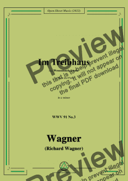 page one of R. Wagner-Im Treibhaus,in c minor,WWV 91 No.3,from Wesendonck-Lieder