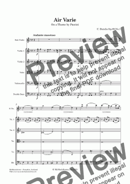 page one of Dancla Air Varie op. 89 No.1 for Solo Violin and String Orchestra