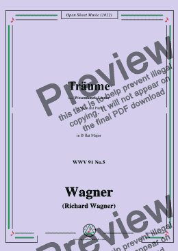 page one of R. Wagner-Träume,in B flat Major,WWV 91 No.5,from Wesendonck-Lieder