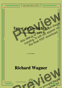 page one of R. Wagner-Tatest du's wirklich?,in e flat minor,from 'Tristan und Isolde,WWV 90'