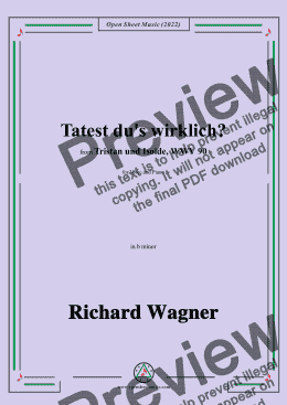 page one of R. Wagner-Tatest du's wirklich?,in b minor,from 'Tristan und Isolde,WWV 90'