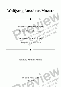 page one of Idomeneo Overture, K. 366 concert ending by Yoon Jae Lee