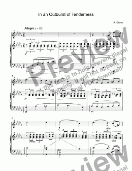 page one of Gliere - In an Outburst of Tenderness (В порыве нежности сердечной) for trumpet Bb & piano