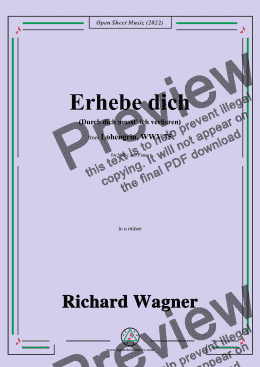 page one of R. Wagner-Erhebe dich(Durch dich musst ich verlieren),in a minor,from Lohengrin,WWV 75