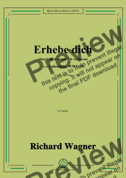 page one of R. Wagner-Erhebe dich(Durch dich musst ich verlieren),in f minor,from Lohengrin,WWV 75