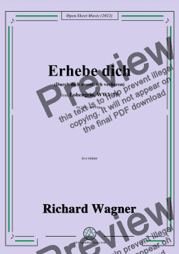 page one of R. Wagner-Erhebe dich(Durch dich musst ich verlieren),in e minor,from Lohengrin,WWV 75