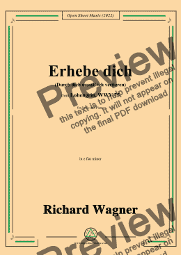 page one of R. Wagner-Erhebe dich(Durch dich musst ich verlieren),in e flat minor,from Lohengrin,WWV 75