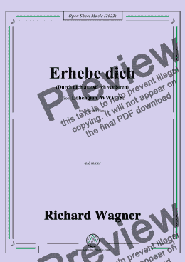 page one of R. Wagner-Erhebe dich(Durch dich musst ich verlieren),in d minor,from Lohengrin,WWV 75