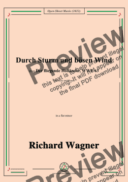 page one of R. Wagner-Durch Sturm und bösen Wind,in a flat minor,from Der fliegende Hollander,WWV 63